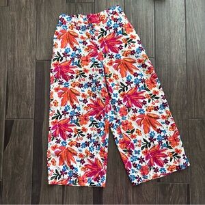 Joie Floral Print Cropped Linen Blend Wide Leg Pants Sz 4